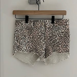 Leopard print jean shorts